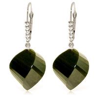 Black Spinel and Diamond Drop Earrings 31.0ctw in 9ct White Gold