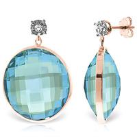 blue topaz and diamond stud earrings 460ctw in 9ct rose gold