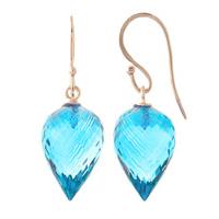 Blue Topaz Briolette Drop Earrings 22.5ctw in 9ct Rose Gold