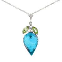 blue topaz and peridot pendant necklace 1175ctw in 9ct white gold