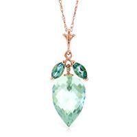 blue topaz briolette pendant necklace 1175ctw in 9ct rose gold