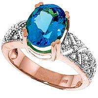 Blue Topaz and Diamond Renaissance Ring 3.0ct in 9ct Rose Gold