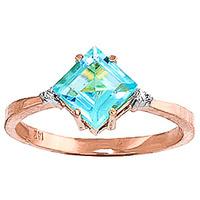 Blue Topaz and Diamond Ring 1.75ct in 9ct Rose Gold