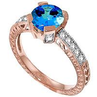 Blue Topaz and Diamond Renaissance Ring 1.5ct in 9ct Rose Gold