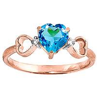 blue topaz and diamond trinity ring 095ct in 9ct rose gold