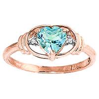 blue topaz and diamond ring 095ct in 9ct rose gold