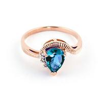 Blue Topaz and Diamond Belle Ring 1.5ct in 9ct Rose Gold