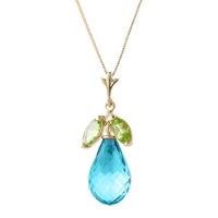 Blue Topaz and Peridot Pendant Necklace 7.2ctw in 9ct Gold