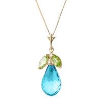 blue topaz and peridot pendant necklace 72ctw in 9ct gold