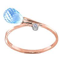 Blue Topaz and Diamond Droplet Ring 1.5ct in 9ct Rose Gold