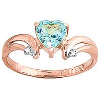 blue topaz and diamond ring 095ct in 9ct rose gold