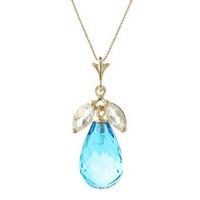 Blue Topaz and White Topaz Pendant Necklace 7.2ctw in 9ct Gold