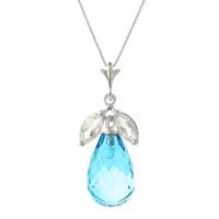 Blue Topaz and White Topaz Pendant Necklace 7.2ctw in 9ct White Gold