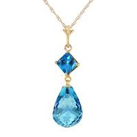 Blue Topaz Briolette Pendant Necklace 5.5ctw in 9ct Gold