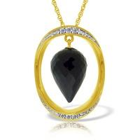 Black Spinel and Diamond Pendant Necklace 12.25ct in 9ct Gold