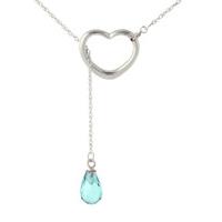 Blue Topaz Briolette Pendant Necklace 2.25ct in 9ct White Gold