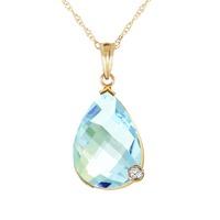 blue topaz and diamond chequer pendant necklace 65ct in 9ct gold