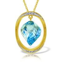 Blue Topaz and Diamond Pendant Necklace 13.9ct in 9ct Gold