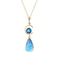 Blue Topaz Briolette Pendant Necklace 5.5ctw in 9ct Gold