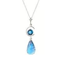 Blue Topaz Briolette Pendant Necklace 5.5ctw in 9ct White Gold