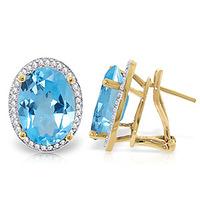 Blue Topaz and Diamond French Clip Halo Earrings 14.8ctw in 9ct Gold