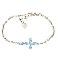 Blue Topaz Adjustable Cross Bracelet 1.7ctw in 9ct White Gold