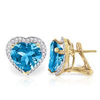 Blue Topaz and Diamond French Clip Halo Earrings 12.6ctw in 9ct Gold