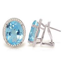 Blue Topaz and Diamond French Clip Halo Earrings 14.8ctw in 9ct White Gold