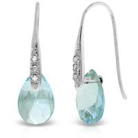 Blue Topaz and Diamond Drop Earrings 6.0ctw in 9ct White Gold