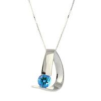 Blue Topaz Arc Pendant Necklace 1.0ct in 9ct White Gold