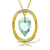 Blue Topaz and Diamond Pendant Necklace 11.5ct in 9ct Gold