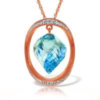 blue topaz and diamond pendant necklace 139ct in 9ct rose gold