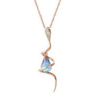 Blue Topaz and Diamond Serpent Pendant Necklace 2.25ct in 9ct Rose Gold