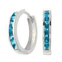 Blue Topaz Huggie Earrings 1.85ct in 9ct White Gold