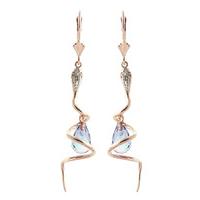 Blue Topaz and Diamond Serpent Earrings 4.5ctw in 9ct Rose Gold