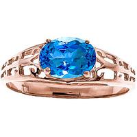 Blue Topaz Catalan Filigree Ring 1.15ct in 9ct Rose Gold