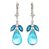 Blue Topaz Drop Earrings 14.4ctw in 9ct White Gold