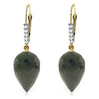 Black Spinel and Diamond Drop Earrings 24.5ctw in 9ct Gold