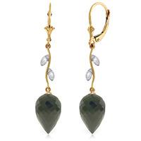 Black Spinel and Diamond Drop Earrings 24.5ctw in 9ct Gold