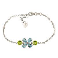 blue topaz and peridot adjustable bracelet 315ctw in 9ct white gold