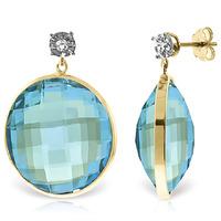 Blue Topaz and Diamond Stud Earrings 46.0ctw in 9ct Gold