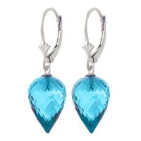 Blue Topaz Briolette Drop Earrings 22.5ctw in 9ct White Gold