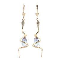 Blue Topaz and Diamond Serpent Earrings 4.5ctw in 9ct Gold