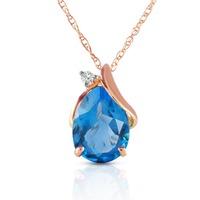 Blue Topaz and Diamond Pendant Necklace 2.5ct in 9ct Rose Gold