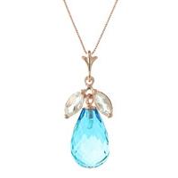 Blue Topaz and White Topaz Pendant Necklace 7.2ctw in 9ct Rose Gold