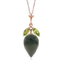 Black Spinel and Peridot Pendant Necklace 12.75ctw in 9ct Rose Gold