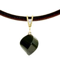 Black Spinel and Diamond Pendant Necklace 15.5ct in 9ct Gold