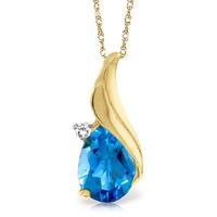 Blue Topaz and Diamond Pendant Necklace 2.5ct in 9ct Gold