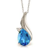 Blue Topaz and Diamond Pendant Necklace 2.5ct in 9ct White Gold