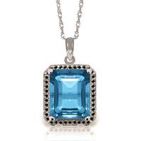 blue topaz and diamond halo pendant necklace 76ct in 9ct white gold